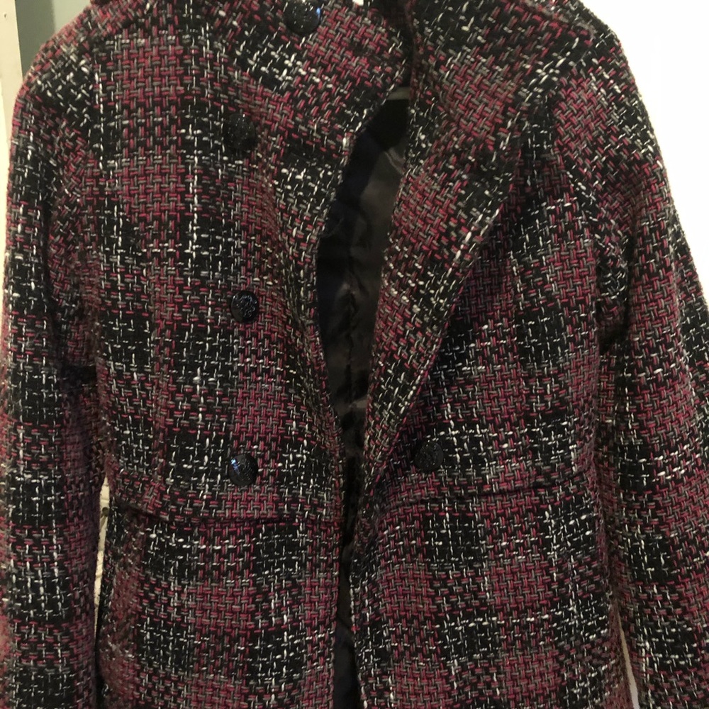 Multi colored (dark pink, gray, black,white) coat